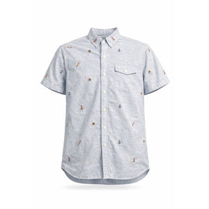 Ralph Lauren Button Down Shirt Size L Blue Denim Nautical Embroidered Theme Logo